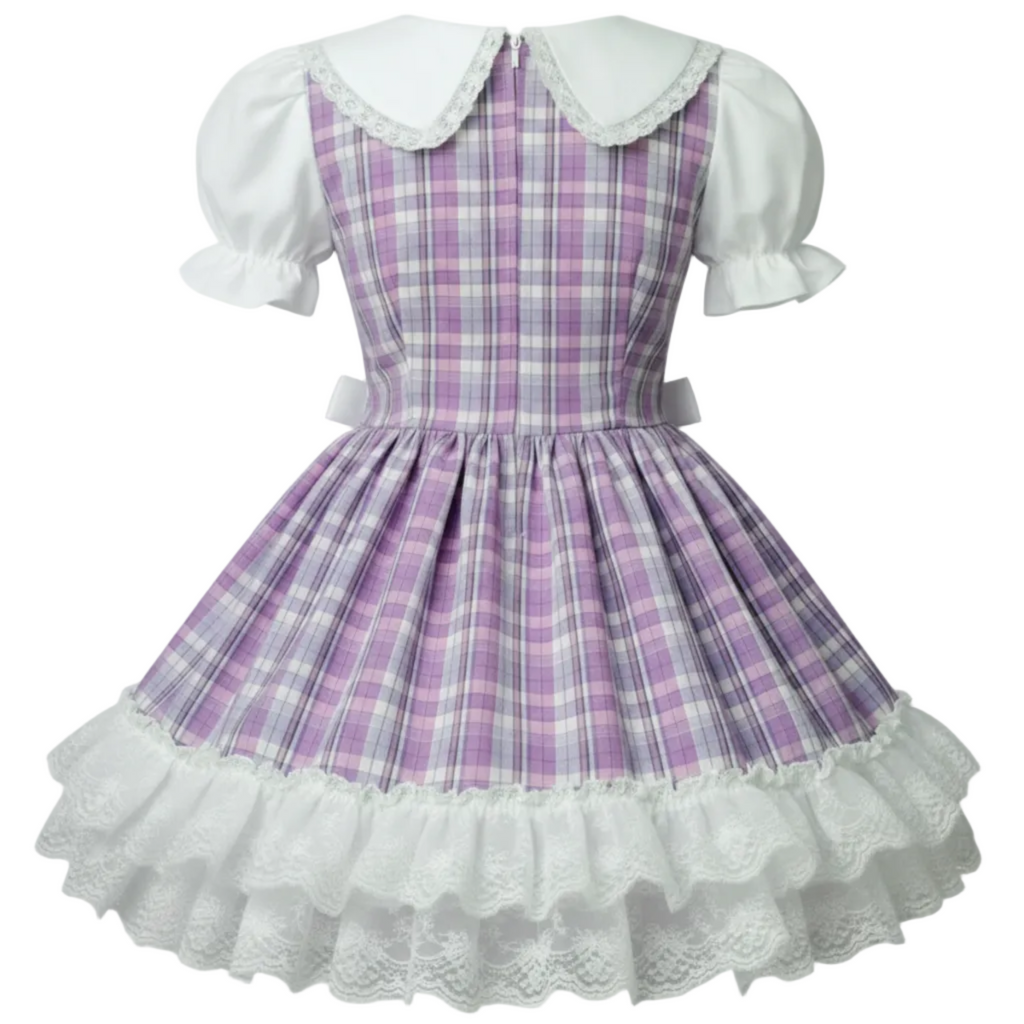 Ashley Custom Fit Pink Lavender Plaid Adult Little Girl Sissy Dress by Ben’s