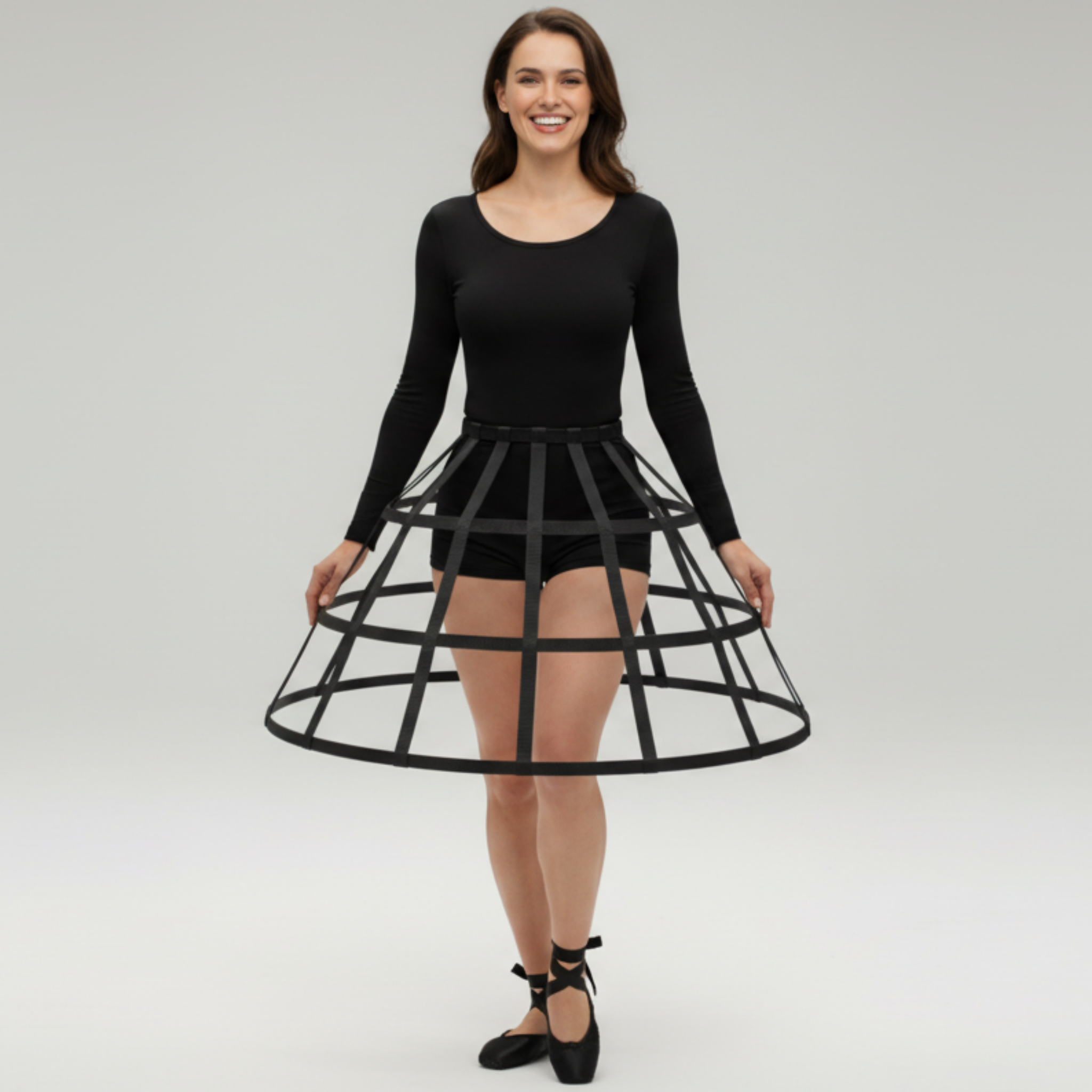 Basic Adult Sissy Hoop Skirt Bustle Cage Crinoline -Black or White- by Bens