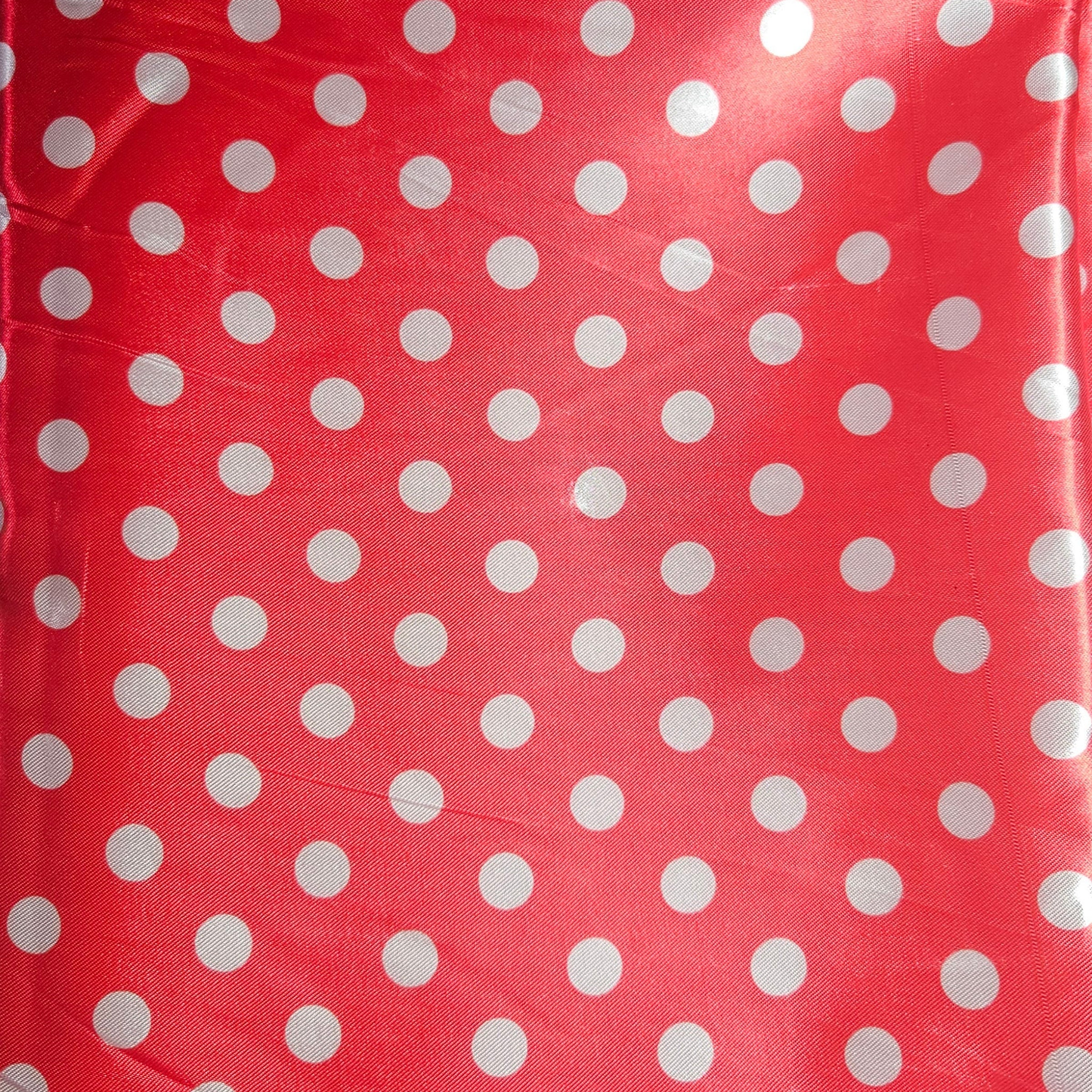 Bright Red fabric with white polka dots