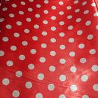 Bright Red fabric with white polka dots