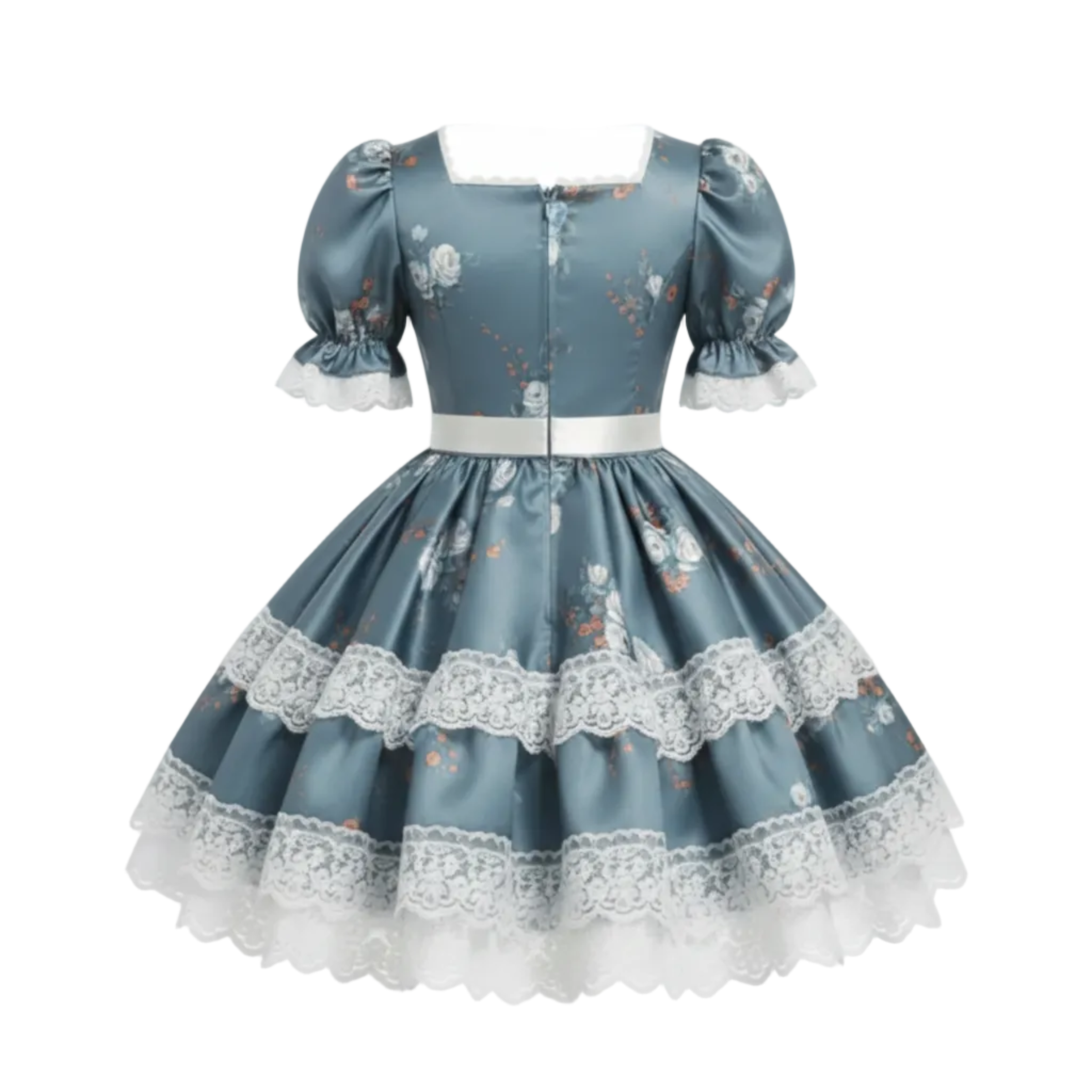Chelsea Custom Fit Fully Lined Blue Roses Adult Lolita Sissy Dress by Ben’s