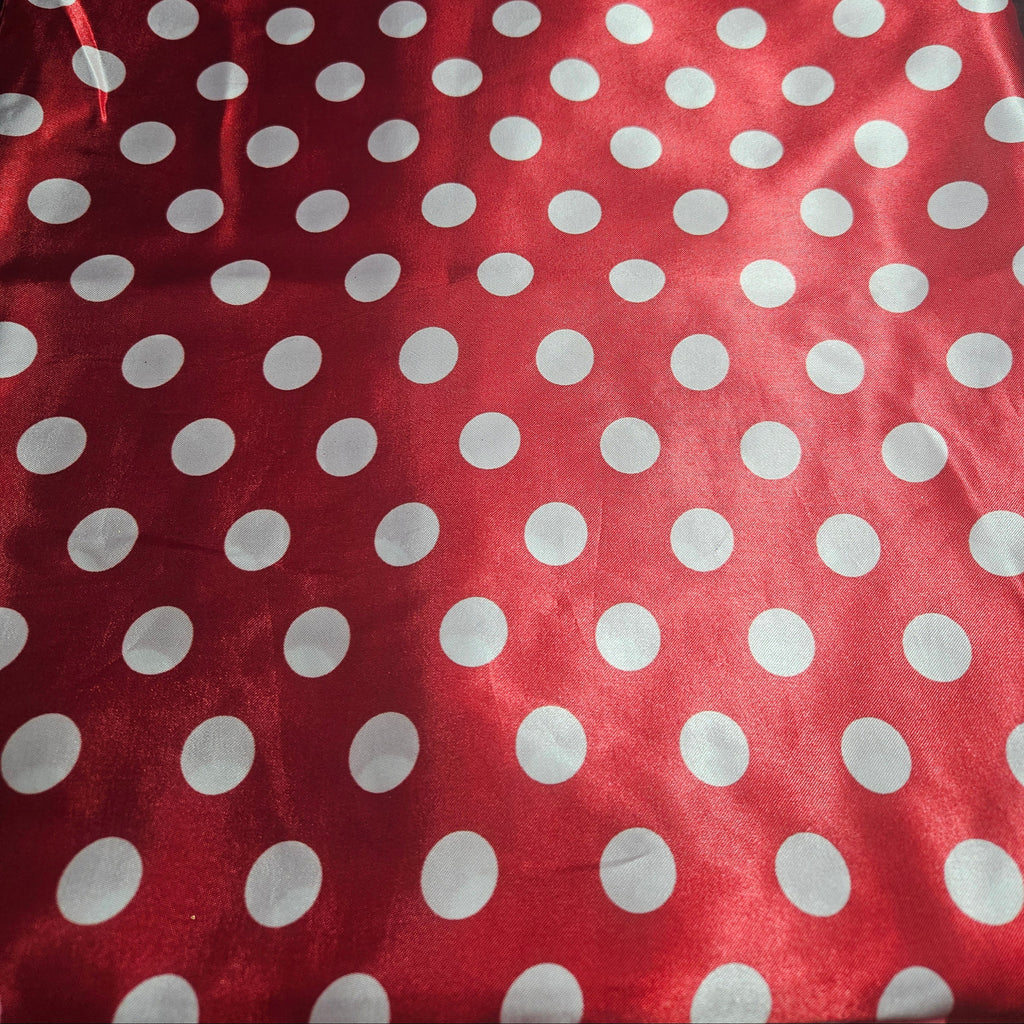 Cherry Red fabric with white polka dots