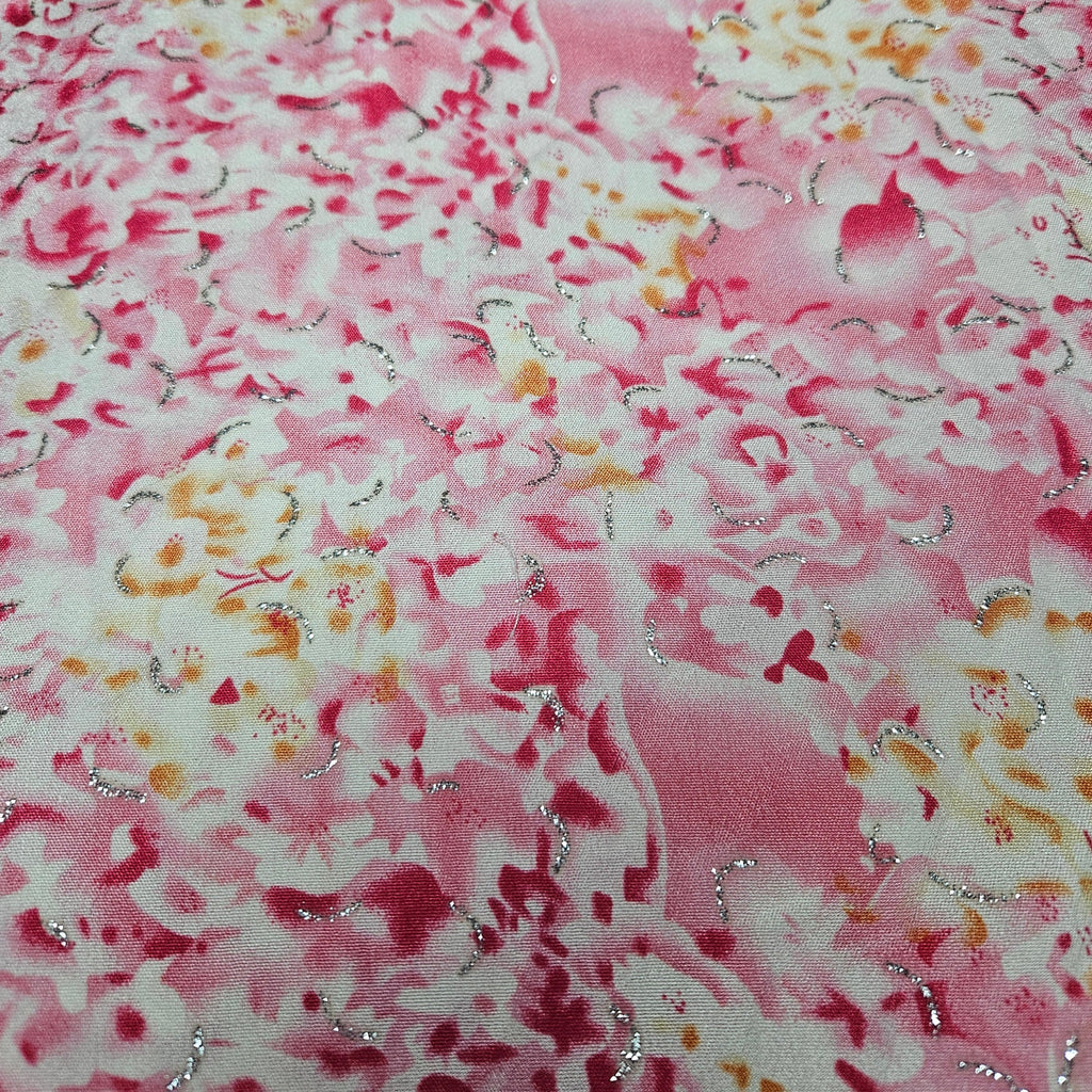 Floral patterned fabric with pink and white colors