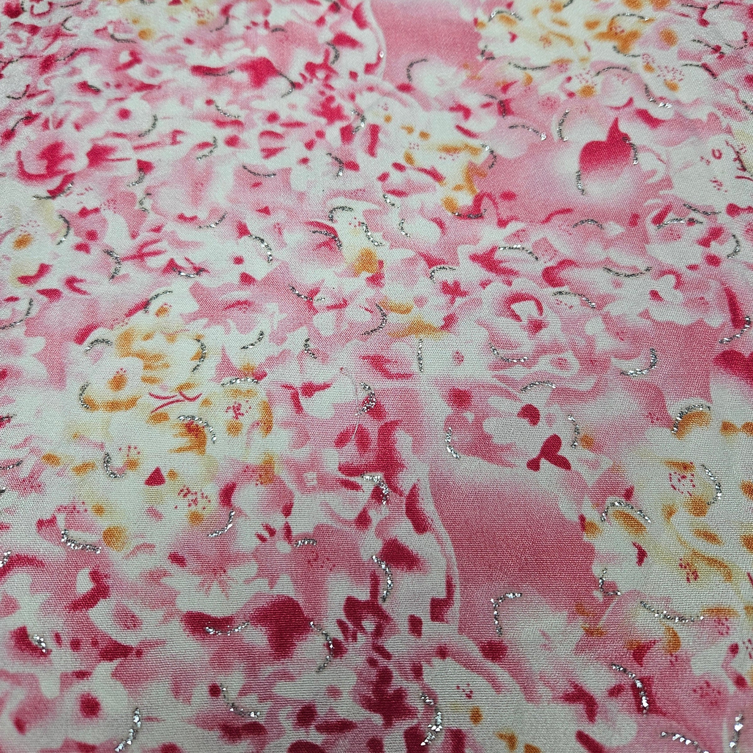 Floral patterned fabric with pink and white colors