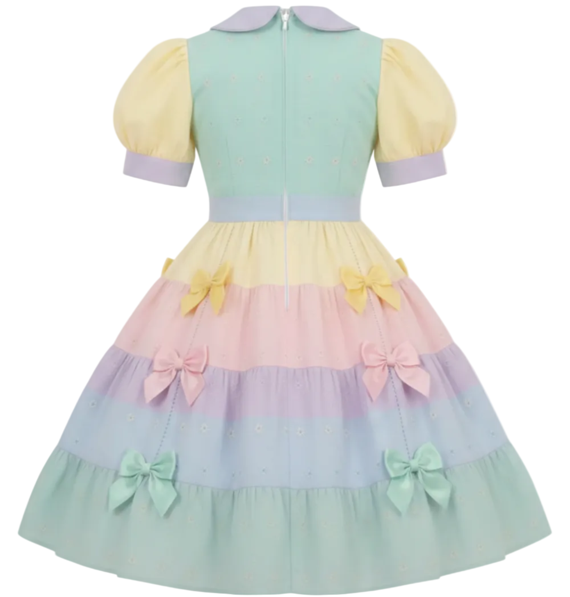 Emilee Custom Fit Rainbow Pastel Eyelet Bows Adult Sissy Lolita Dress by Ben’s