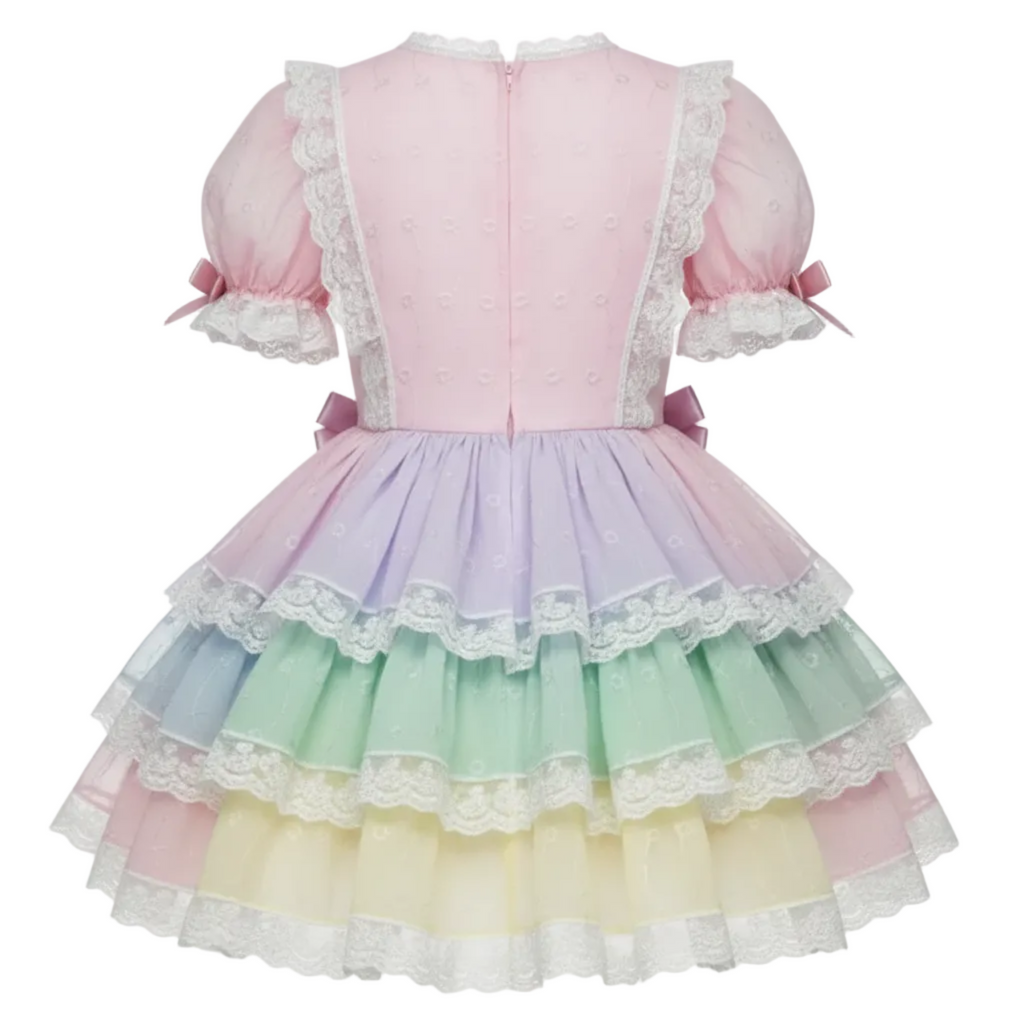 Gloria Custom Fit Rainbow Ruffles Eyelet Lolita Adult Sissy Dress by Ben’s