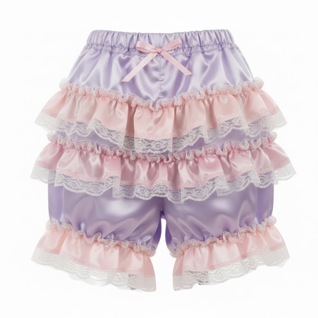 Pink and lavender satin sissy bloomers