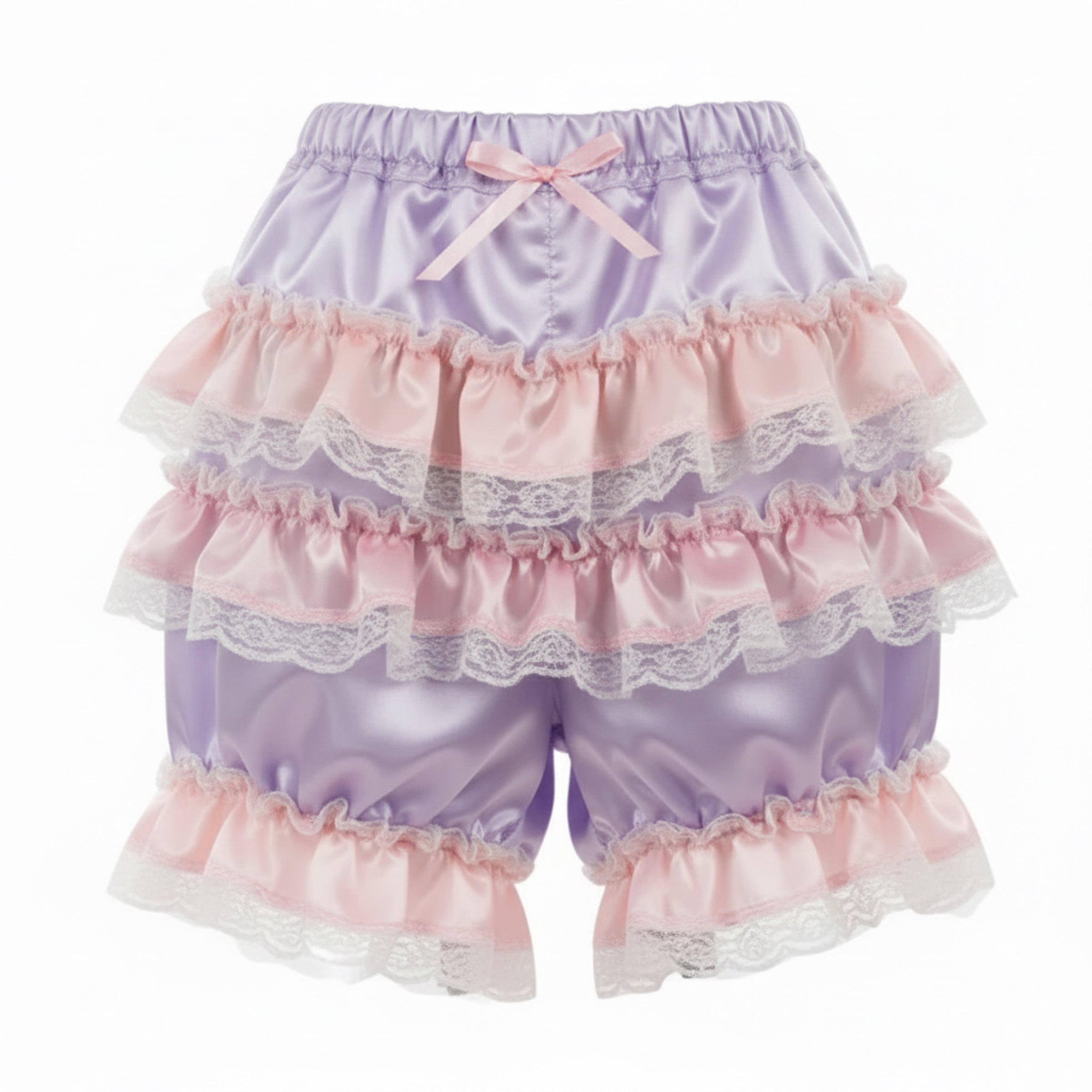 Pink and lavender satin sissy bloomers