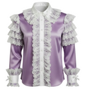 Niki Custom Fit Lacy Lilac Satin Button Front Men’s Sissy Shirt by Ben’s