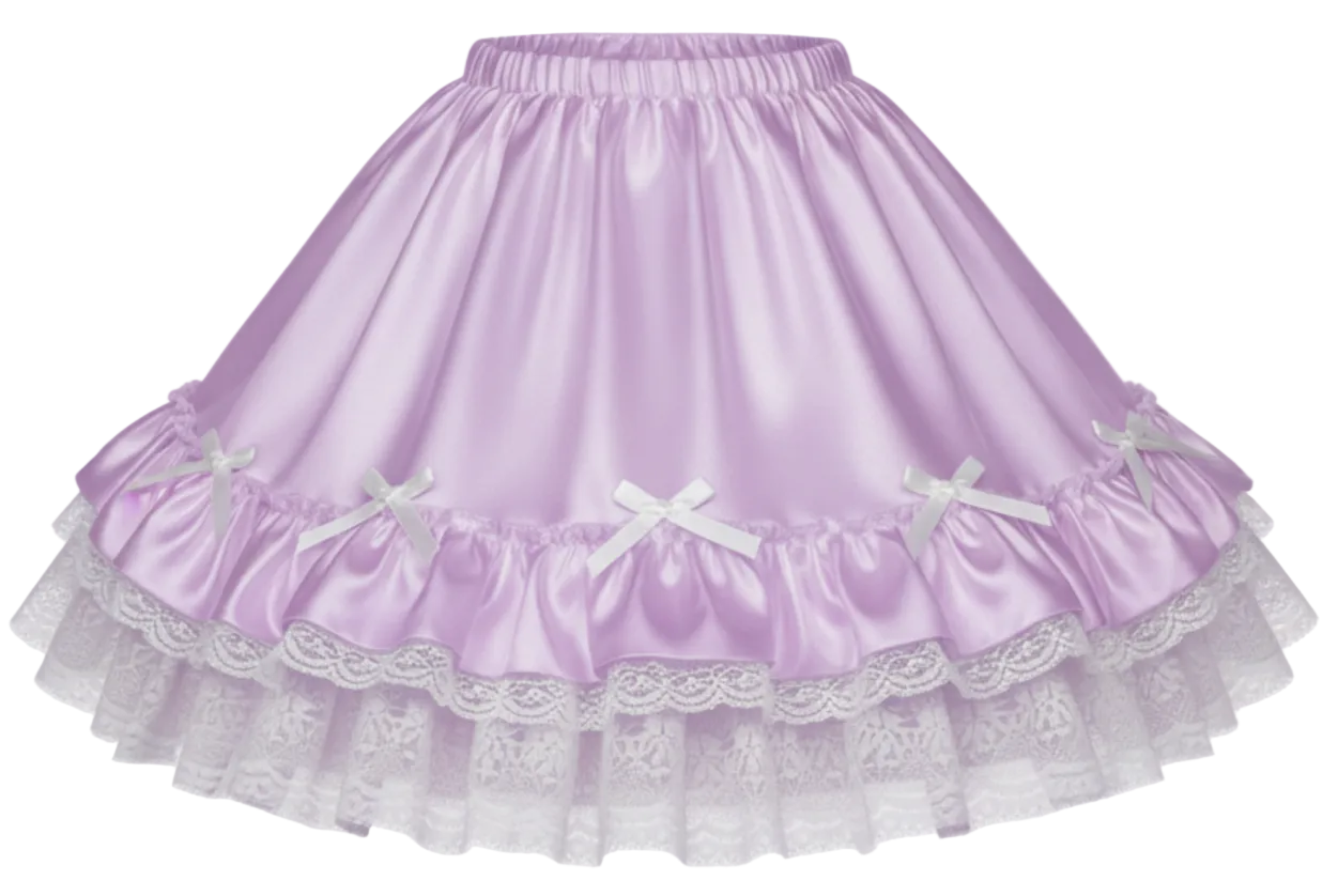 Lavender satin skirt with ruffles and lace custom made to fit you