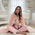 Soft Pretty Peach Minky Dots Ruffled Lace & Bows Snuggle Blanket ABDL Adult Sissy by Bens