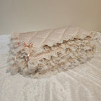 Soft Pretty Peach Minky Dots Ruffled Lace & Bows Snuggle Blanket ABDL Adult Sissy by Bens