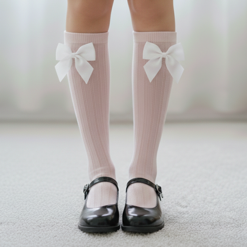 Pink School Girl Socks Satin Ribbon Bows Adult Sissy by Ben's