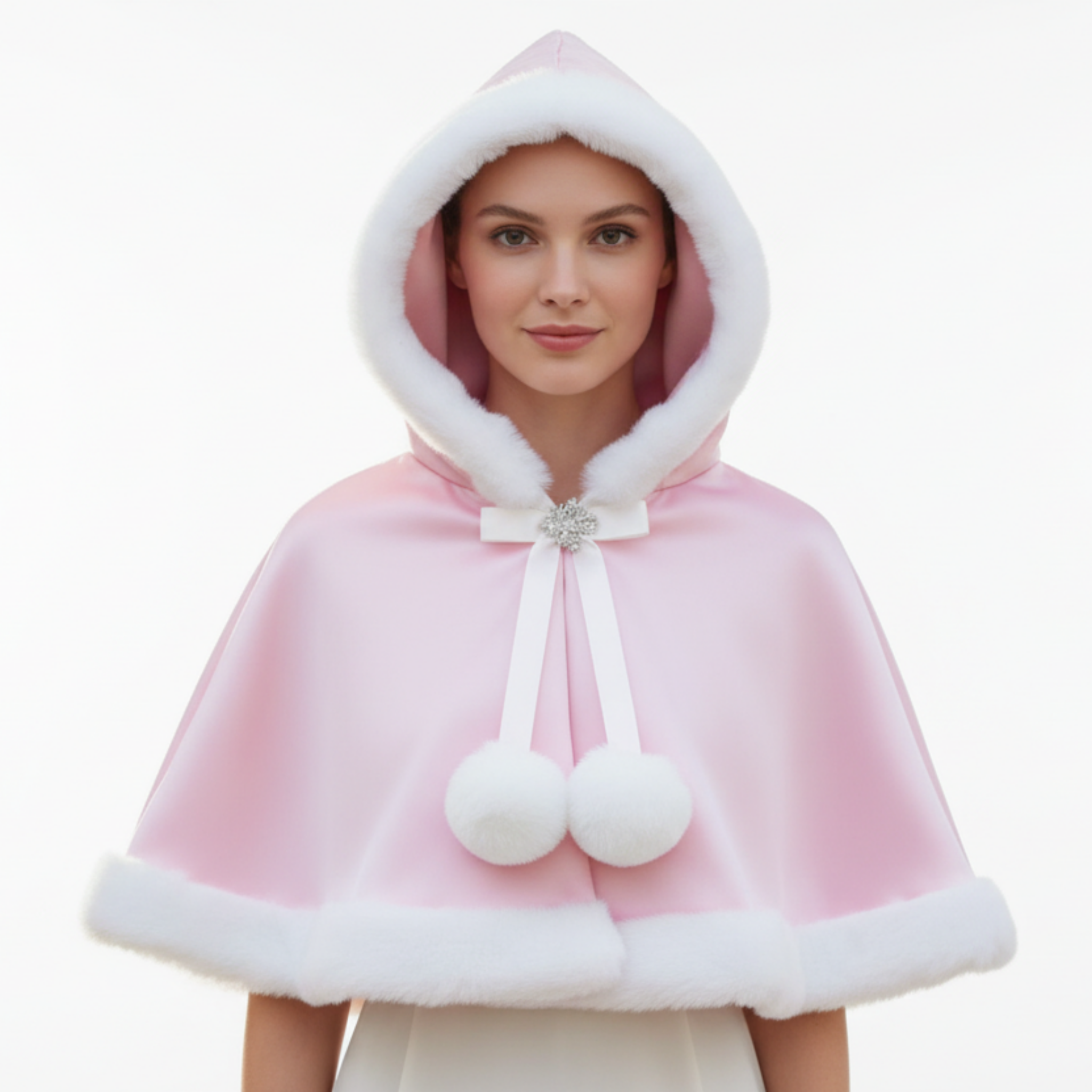 Enchanted Minky Fur Trimmed Satin Hooded Capelet - Whimsical Adult Sissy Baby Luxury by Ben's