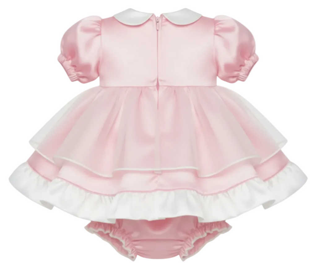 Jeanie Custom Fit Sissy Pink Satin Adult Baby Dress with Matching ABDL Panties by Ben’s