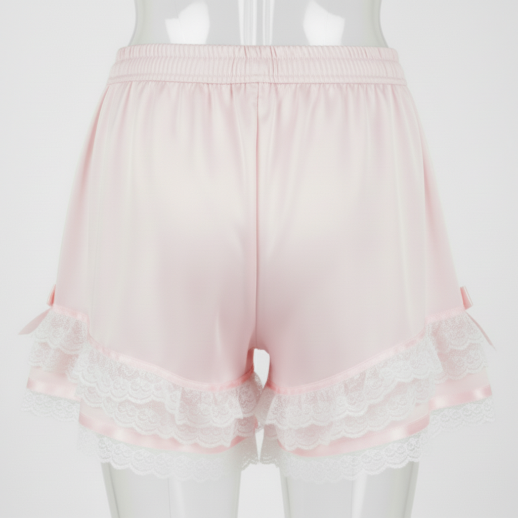 Custom Made to Fit Satin & Lace Adult Sissy Sleep Shorts Bloomers Style 1 by Ben's