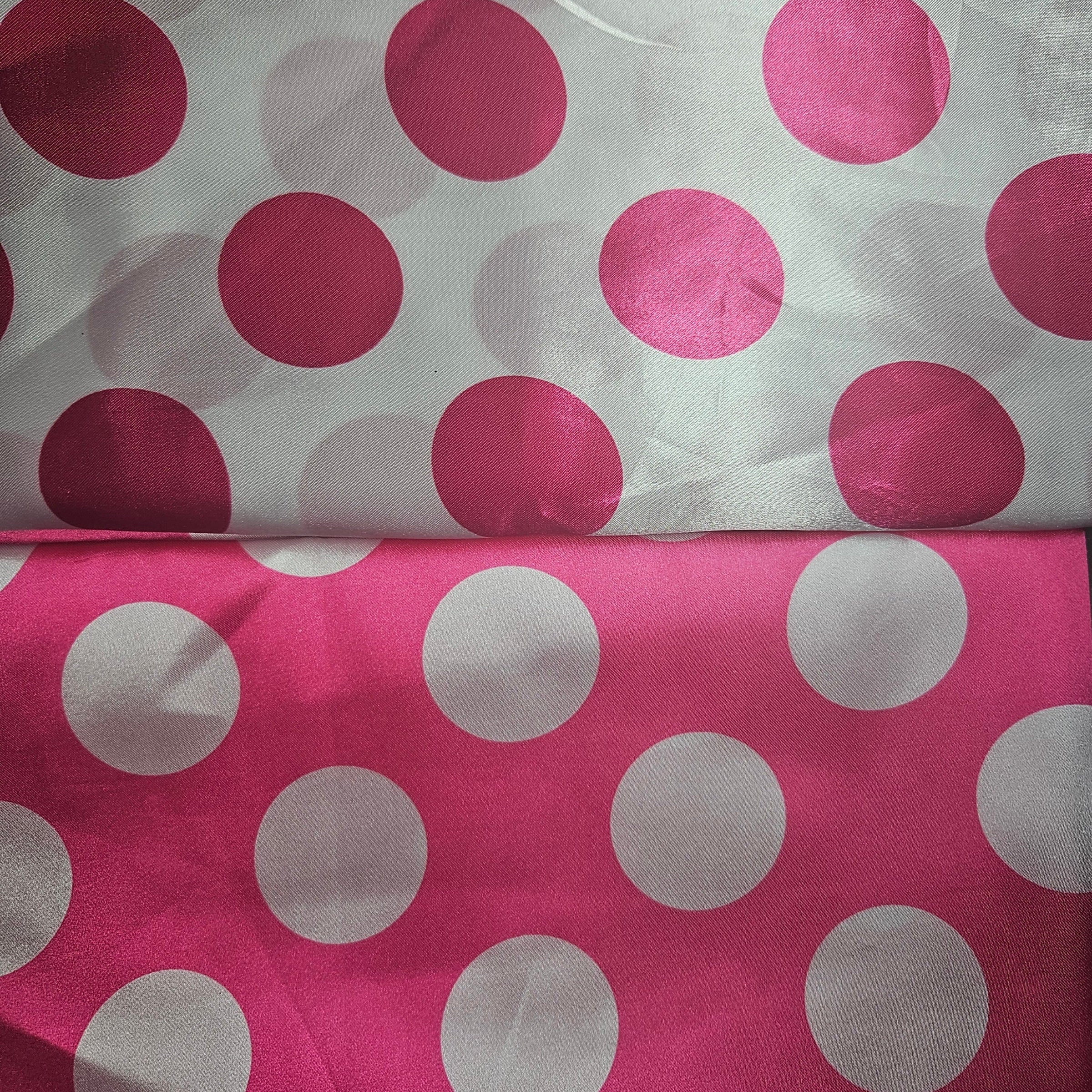 Polka dot fabric with pink and white circles