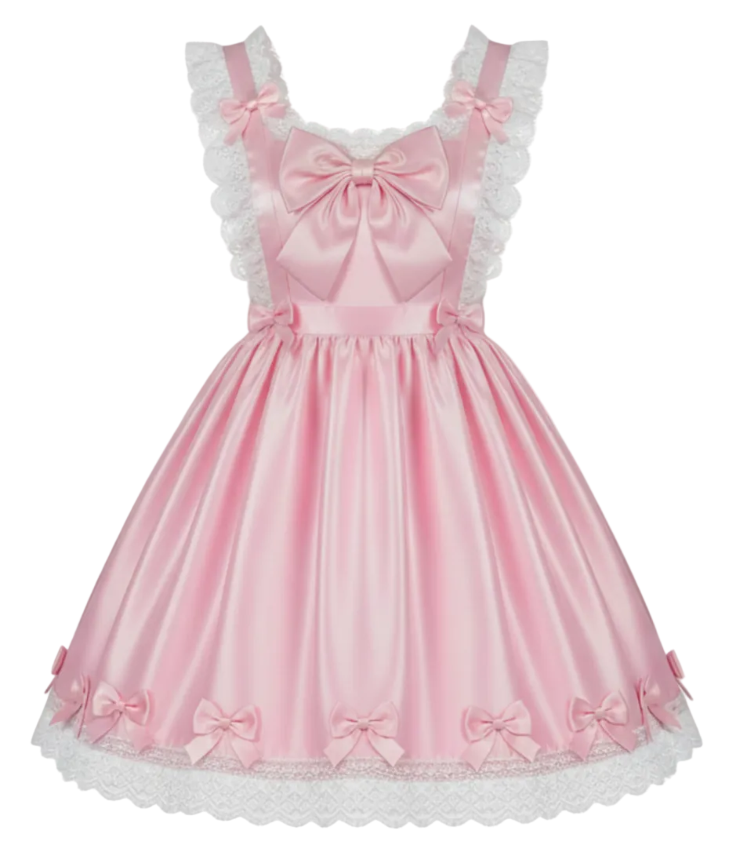 Pink dress with bow details on a white background