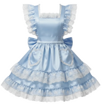 Polly Custom Fit Baby Blue Satin Button Back Pinafore Jumper Sundress by Ben’s