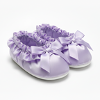 Lavender satin ruffles fabric slippers