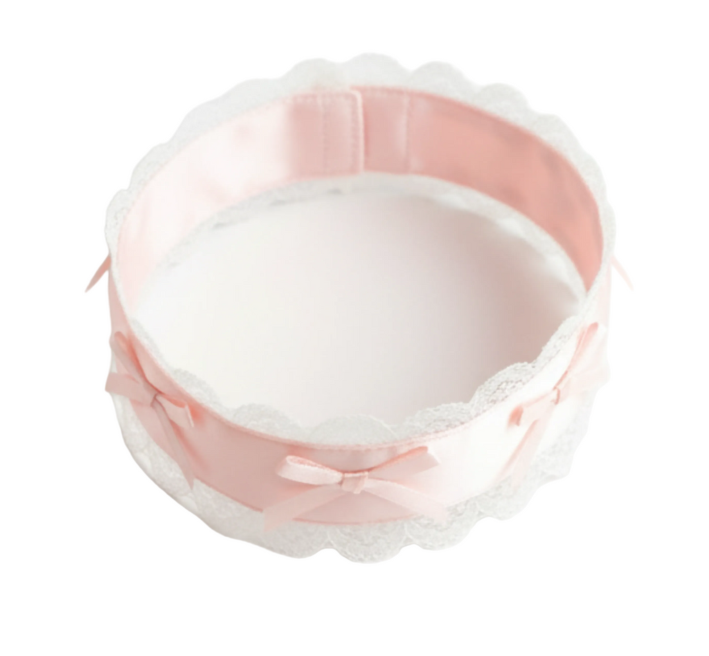 White and pink choker on a white background