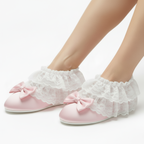 Slippers Made to Fit You Pink Satin & Lace Ruffles Adult Sissy Baby Luxury Lolita by Bens