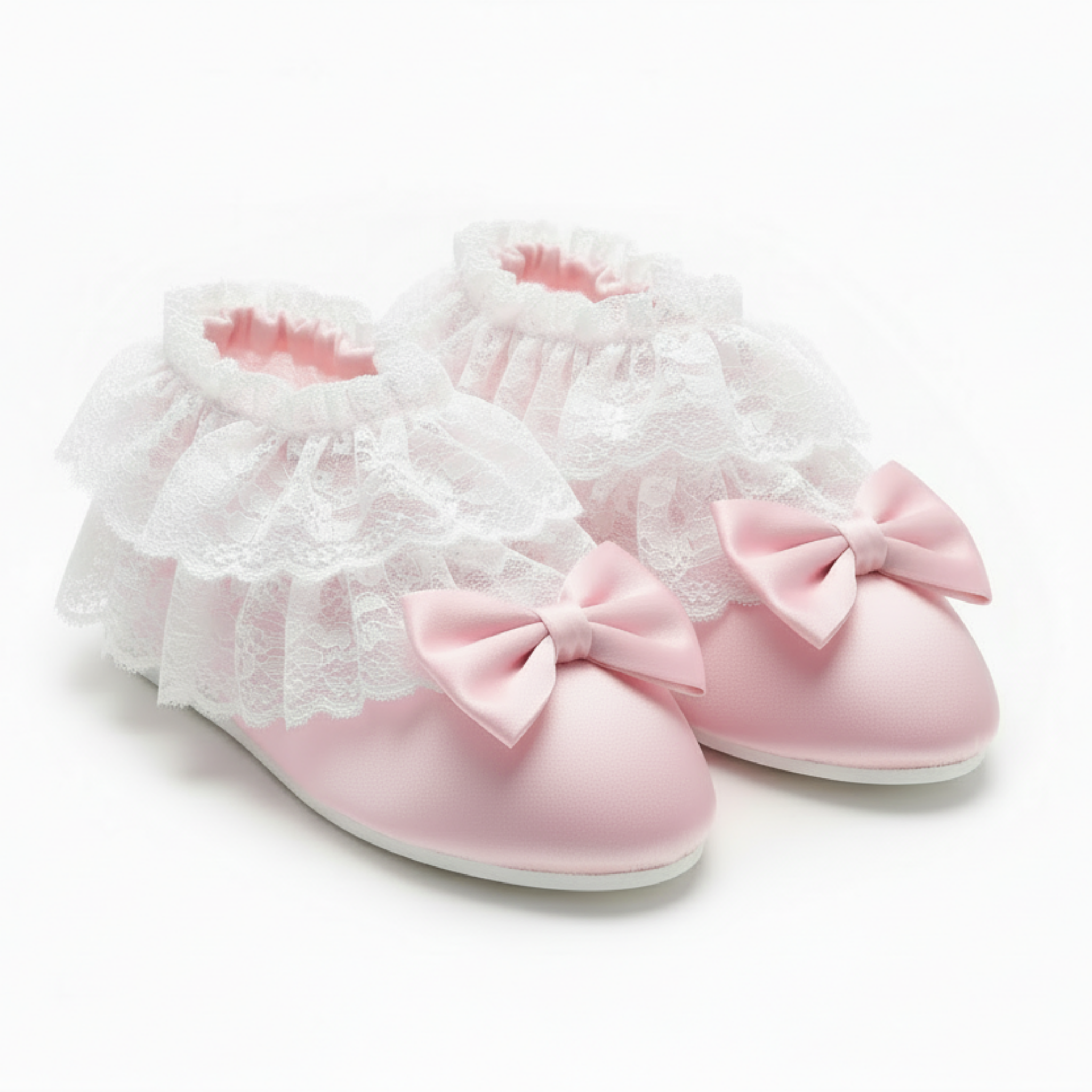 Pink satin sissy slippers no sole