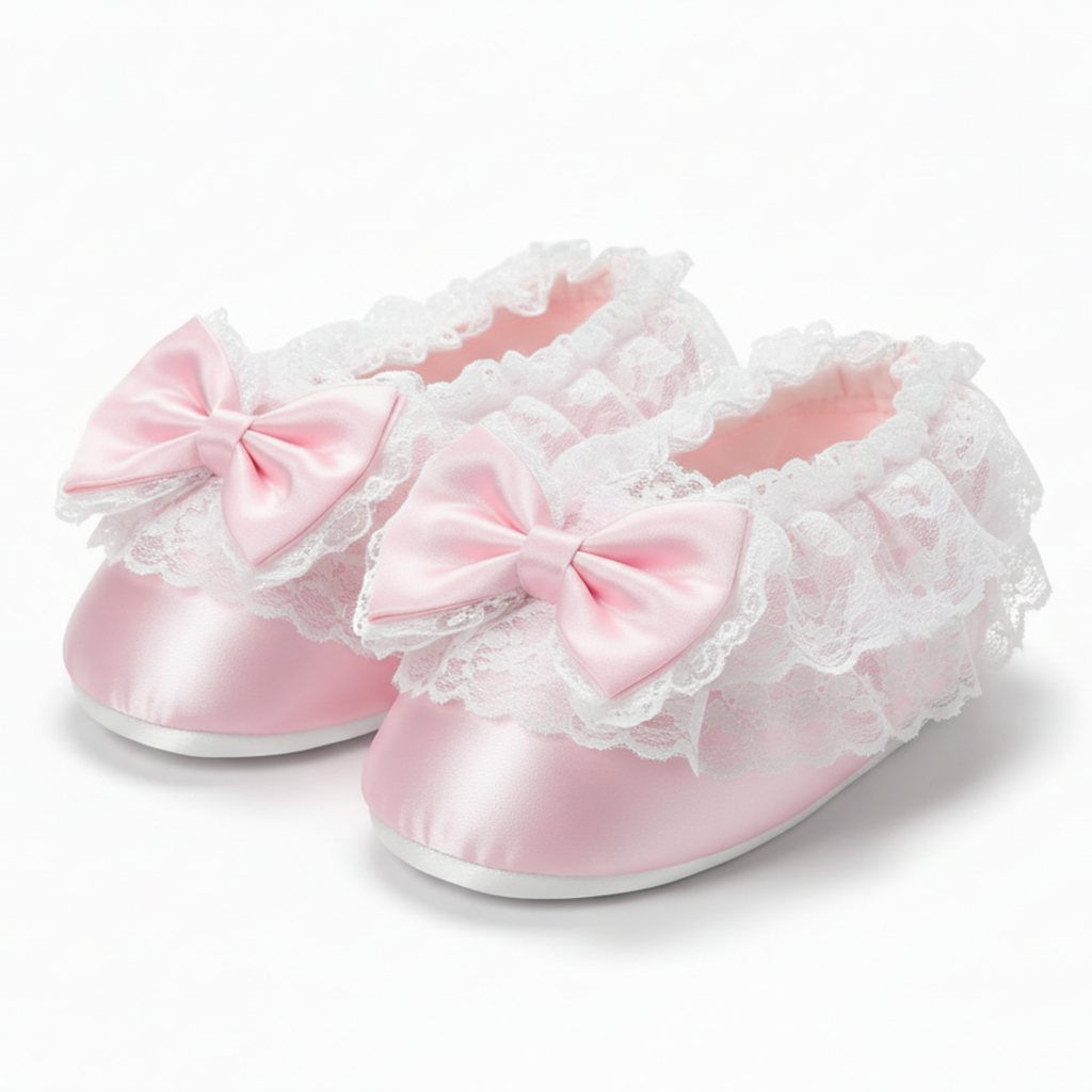 Pink satin fabric slippers