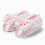 Pink satin fabric slippers