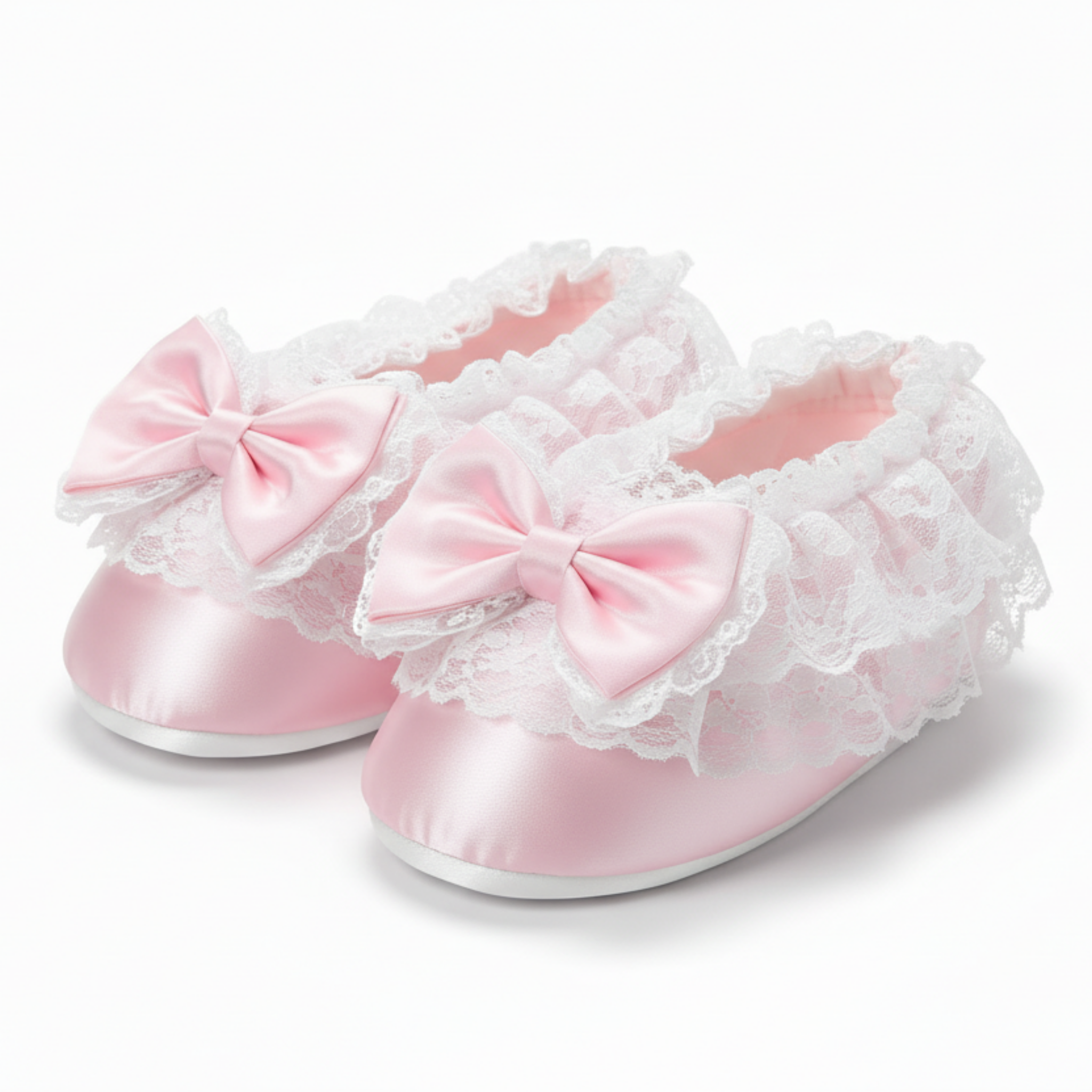 Pink satin fabric slippers