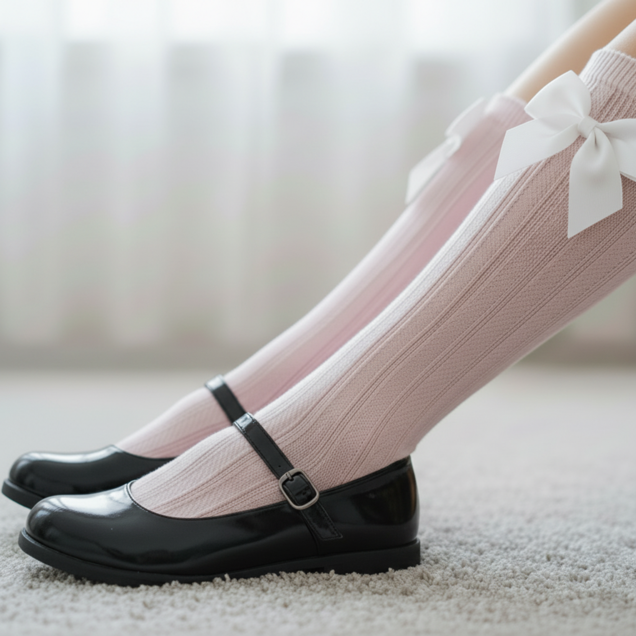 Pink School Girl Socks Satin Ribbon Bows Adult Sissy by Ben's