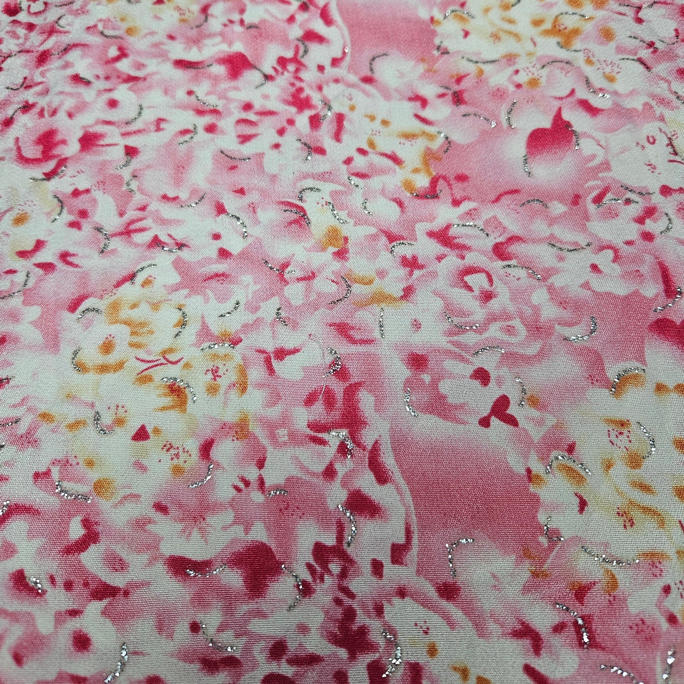 Floral patterned fabric with pink and white colors
