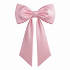 Pink satin bow on a white background