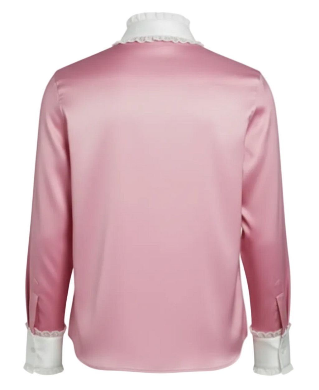 Pink satin men’s shirt on a white background