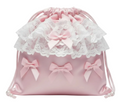 Small Pink Satin Drawstring Bag