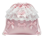 Small Pink Satin Drawstring Bag
