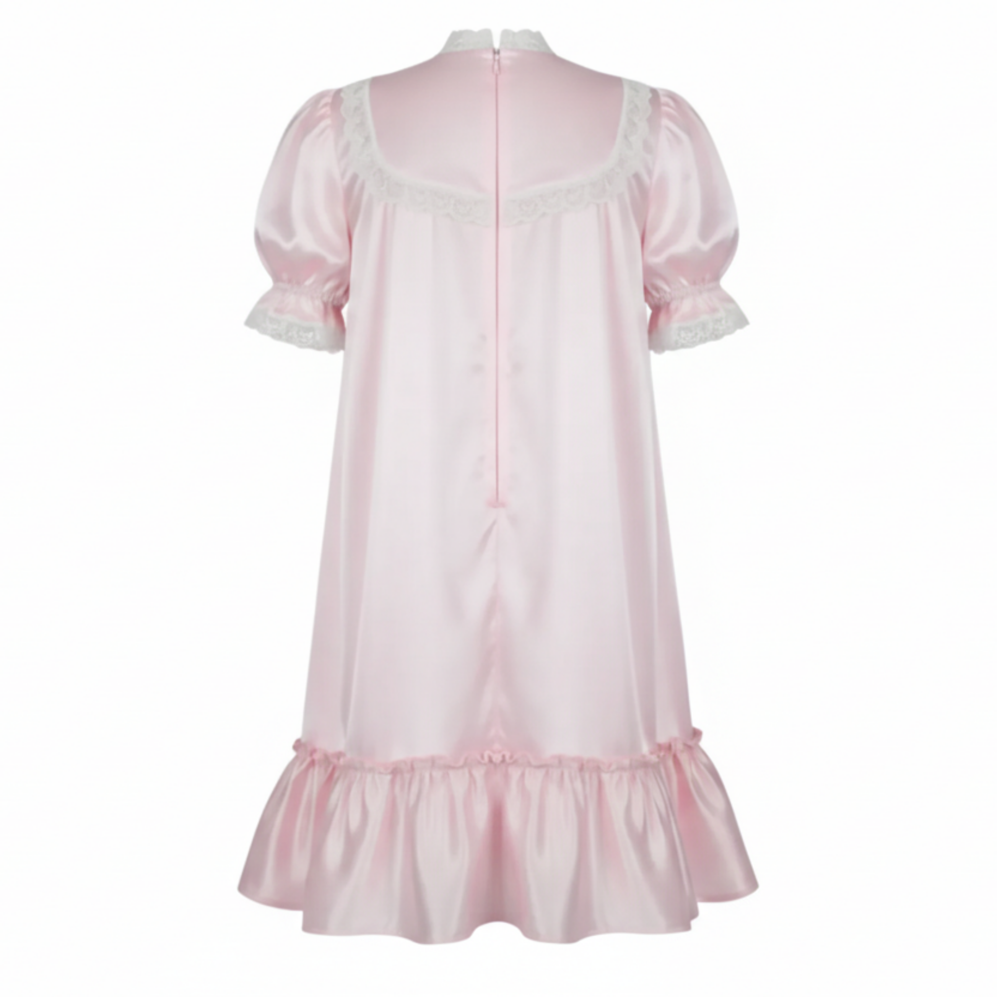 Tina Custom Fit Pink Satin Ruffles Adult Sissy Nightgown by Ben’s