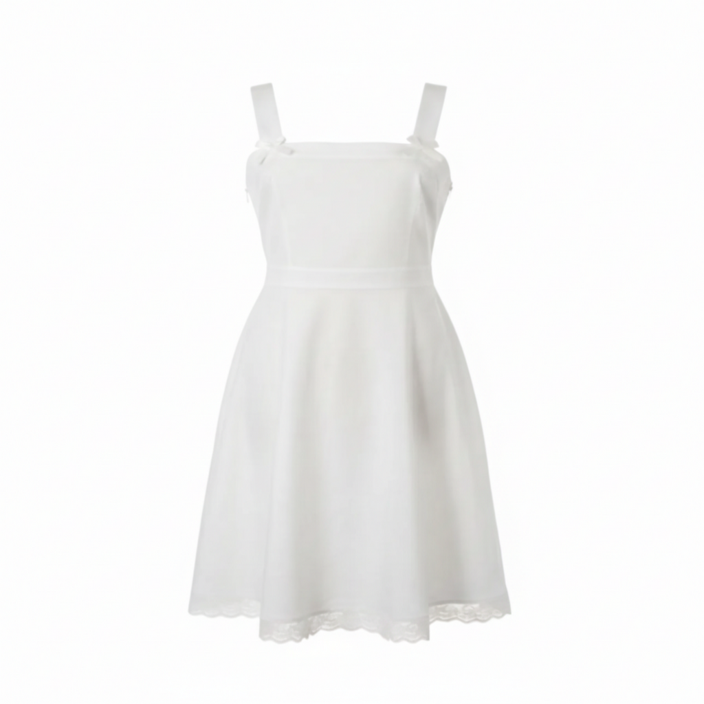 White dress on a mannequin against a white background
