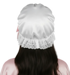 Pink Bows White Satin Prairie Sunbonnet Adult Sissy Baby ABDL Bonnet by Ben’s